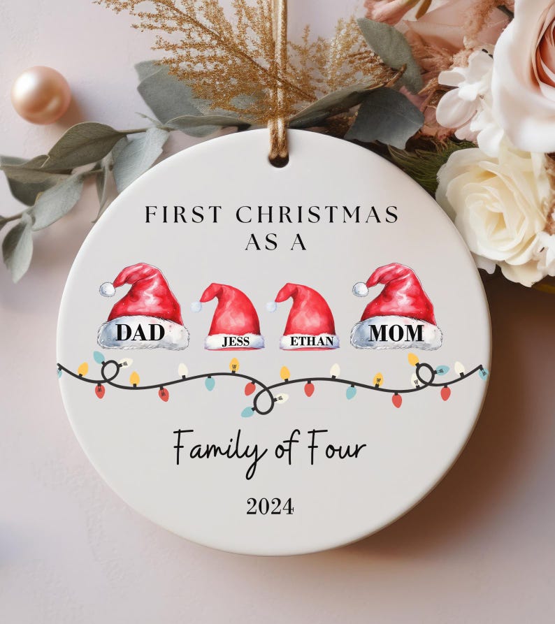 Christmas Ornaments Family of 4, Family of 4 Christmas Ornament 2024, First Christmas As a Family of Four Ornament