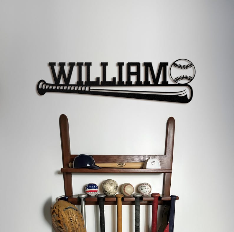 Custom Baseball Sign, Baseball Player Gift, Baseball Metal Wall, Gift For Kid, Custom Kid Name, Game Room Decor, Wall Hanger