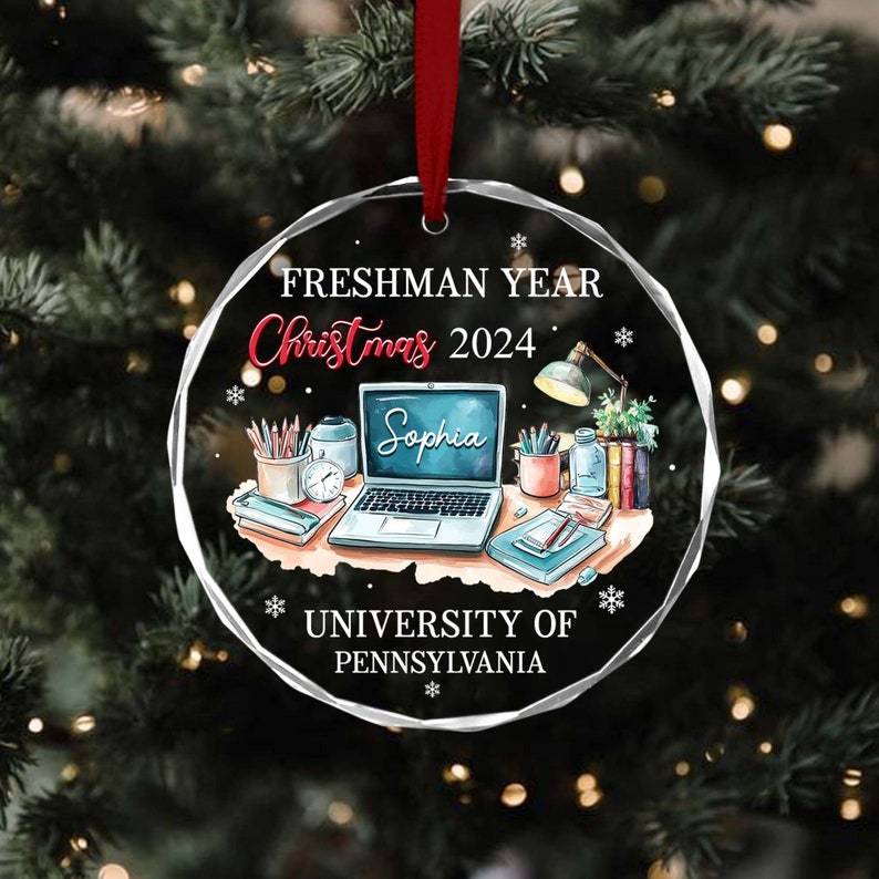 First Year At College Ornament 2025, Freshman Year Christmas 2025,College Ornament, College Christmas Keepsake, New College Student Ornament Crystal Ornament