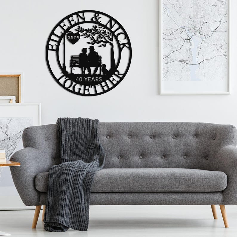 Custom 40th Anniversary Gift for Parents, 40 Years/ Any Year Anniversary Sign, Ruby Anniversary Gift Wedding Anniversary Metal Wall Art