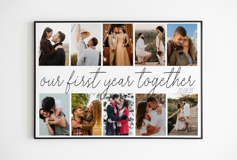 Personalized Photo Collage, One Year Anniversary Gifts for Boyfriend, 1st Anniversary Gift for Husband, Our First Year Together, Gift to Him