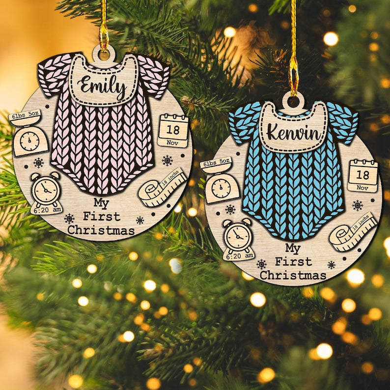 Baby's First Christmas Ornament, My first Christmas, Family Christmas Decor, Customizable Christmas Gift