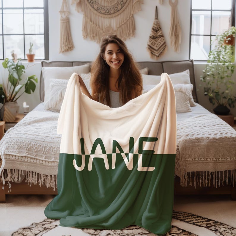 Custom Name Blanket, Ultra Soft Personalized Throw, Cozy Blanket for Home & Gift, Unisex Blanket, Fleece, Sherpa, Minky Blanket, Kids Xmas