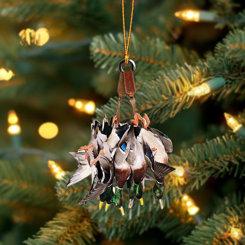 Duck Hunting Flat Ornament, Hunting Rearview Mirror Car Accessories, Hunting Christmas Ornament, Xmas Gift for Dad, Husband, Hunting Lover