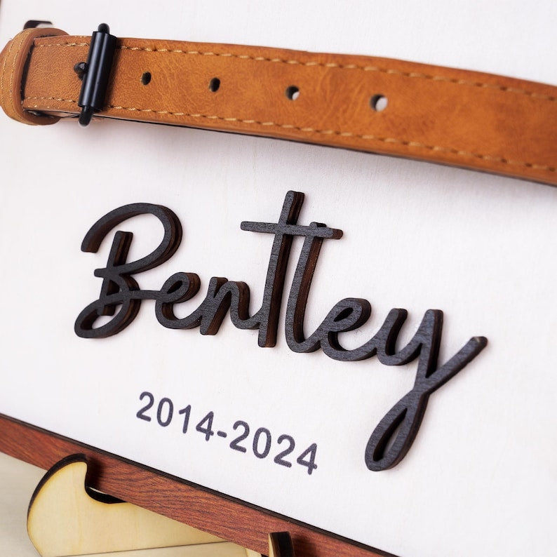 Memorial Pet Collar Sign, Dog Memorial Wood Frame With Collar Holder, Custom Dog Memorial Gifts, Pet Loss Gifts