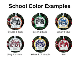 Personalized Class of 2025 Graduation Ornament - Custom Laser Cut Wood Christmas Ornament with Graduate s Name and School and Colors