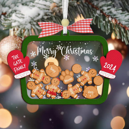 Personalized Family Member Shaker Ornament,Gingerbread With Hat Family Christmas Ornament,Family Ornament,4D Cookie Ornament,Christmas Gift