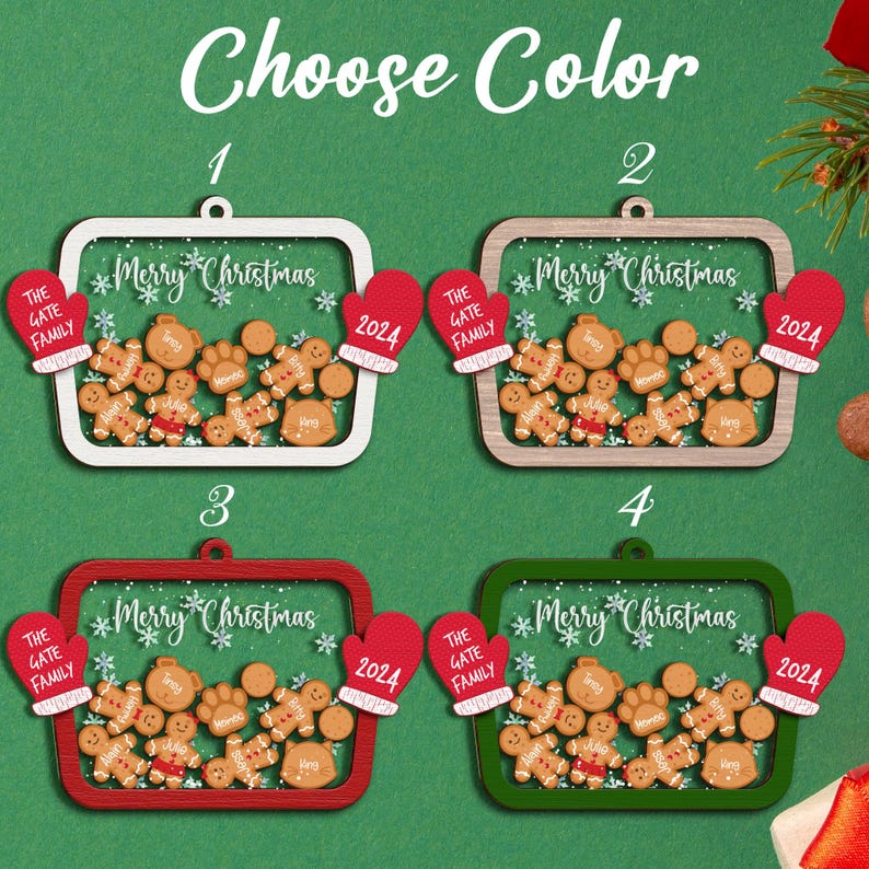 Personalized Family Member Shaker Ornament,Gingerbread With Hat Family Christmas Ornament,Family Ornament,4D Cookie Ornament,Christmas Gift