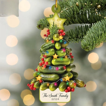 Personalized Christmas Pickles Tree 2024 Ornament, Custom Pickle Ornament, Pickle Acrylic/Wooden Ornament, Christmas Gift for Pickle Lover