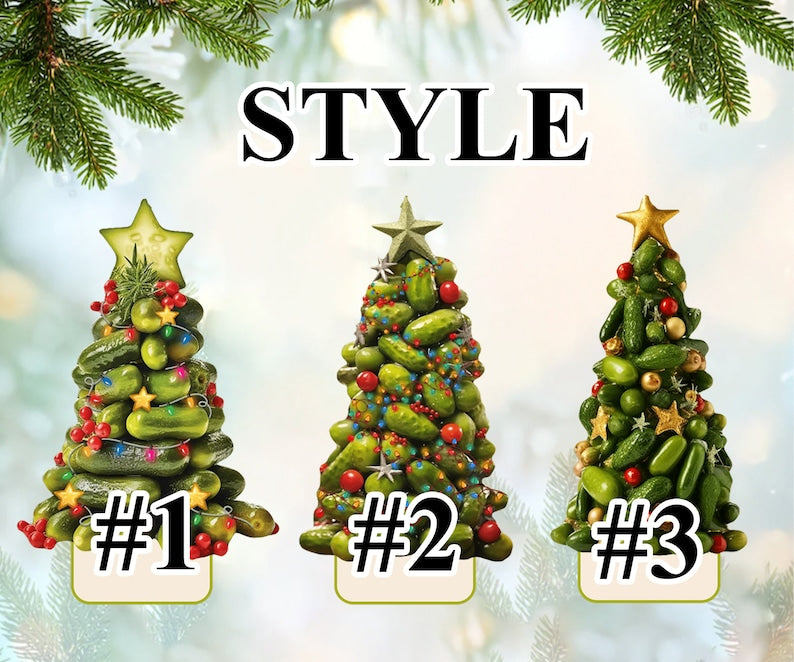 Personalized Christmas Pickles Tree 2024 Ornament, Custom Pickle Ornament, Pickle Acrylic/Wooden Ornament, Christmas Gift for Pickle Lover