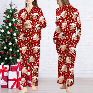 Custom Family Christmas Pajamas: Personalized Santa Hat Face PJs Set, Pajama Party