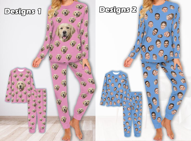 Custom Dog Photo Pajamas,Personalized Face Pajama Sets,Pet Pajamas Women Men Party Gift for Family Christmas,Kid pajamas sets,Pajama Party
