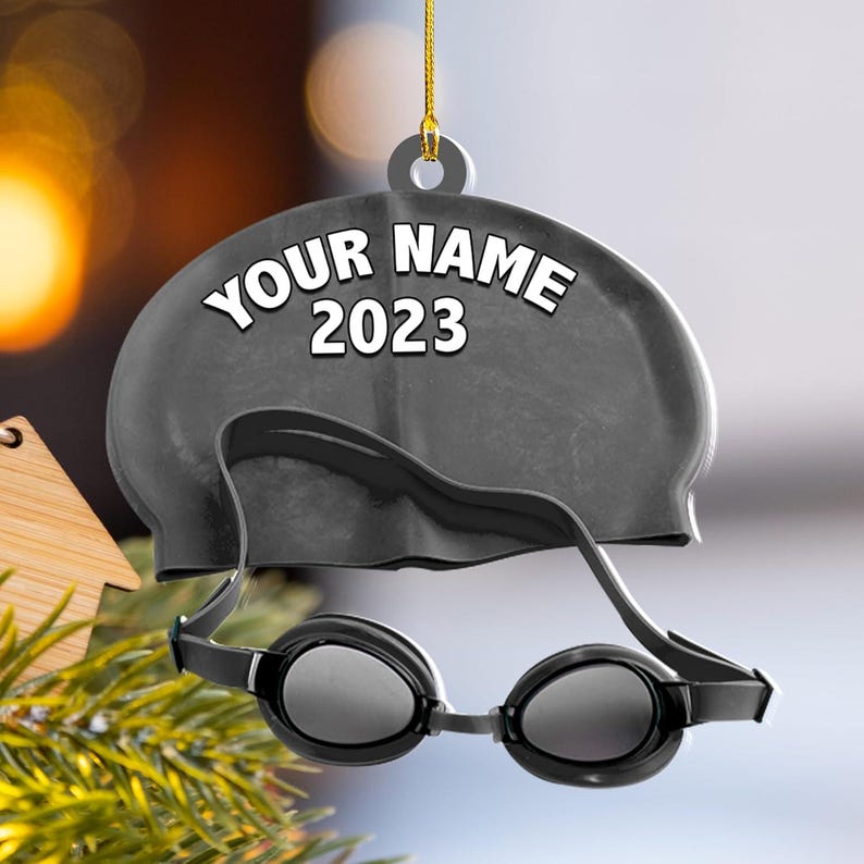 Personalized Name Swimming Acrylic Ornament, Swimming Lovers Gift, Sport Gifts, Swim Team Ornament, Swimming Glass Ornament, Gift Decoration