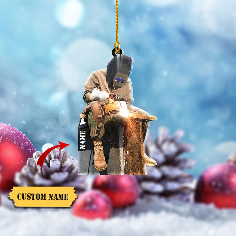 Personalized Rustic Welder Ornament 2D - Custom Welding Christmas Decor - Unique Holiday Gift for Metalworkers