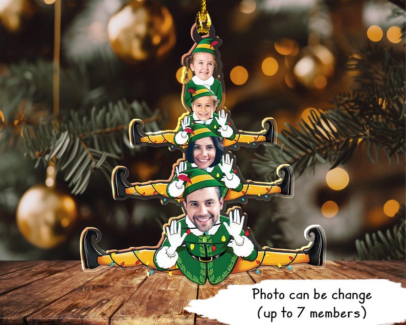 2024 Family Elves Christmas Ornament, Personalized Acrylic Ornament, Custom Family Photo Christmas Ornament, Picture Christmas Ornament Gift