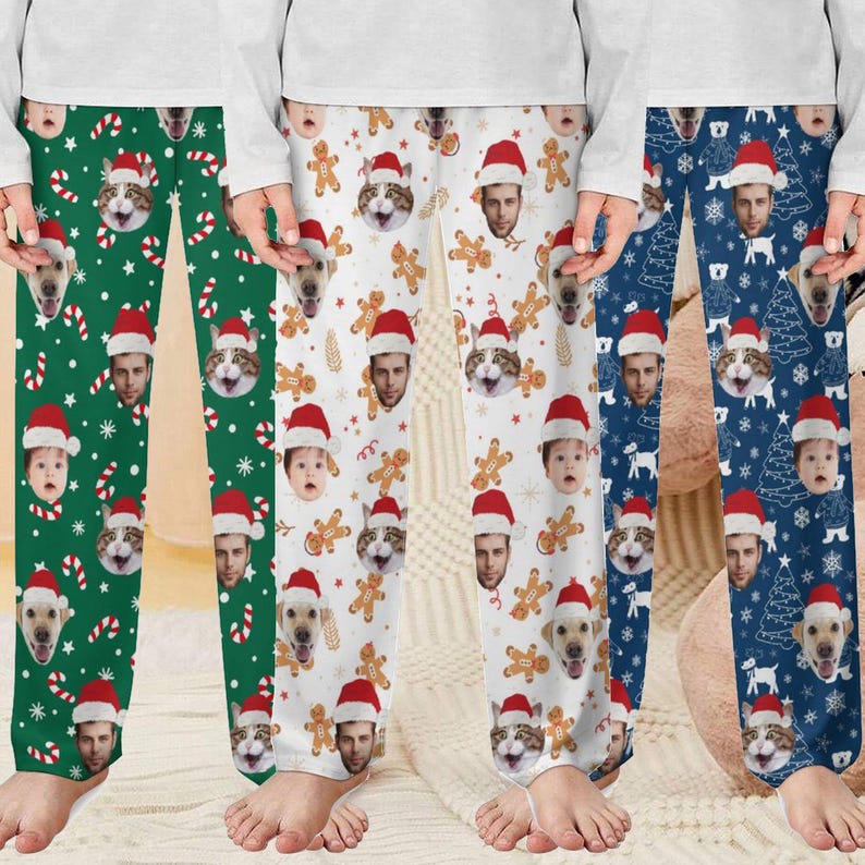 Christmas Pajama Pants with Faces, Faces on Pajamas, Face Pajama Pants, Personalized Pajamas with Face, Custom Face Pajamas, Gift for Family