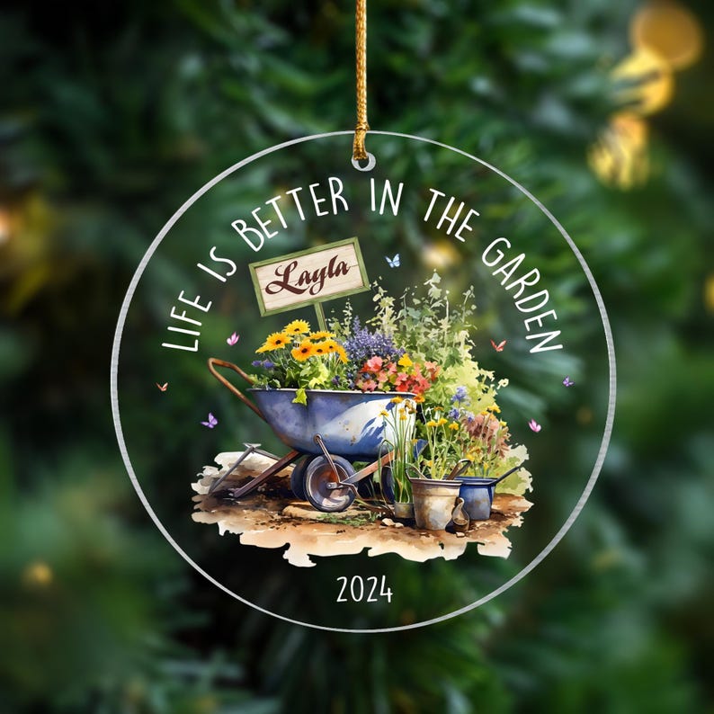 Custom Gardening Ornament, Personalized Gardening Gift, Gardening Gifts for Women, Gift For Gardener, Horticulture Christmas Ornament