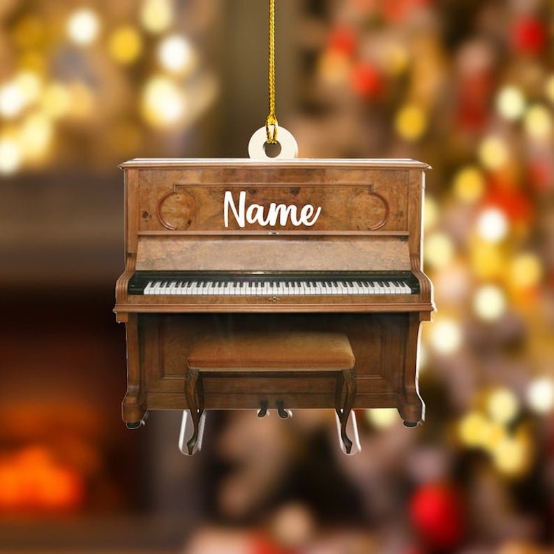 Personalized Piano Christmas Ornament, Music Christmas Flat Ornament, Piano Lovers Acrylic Ornament, Musician Gift, Piano Player Ornament
