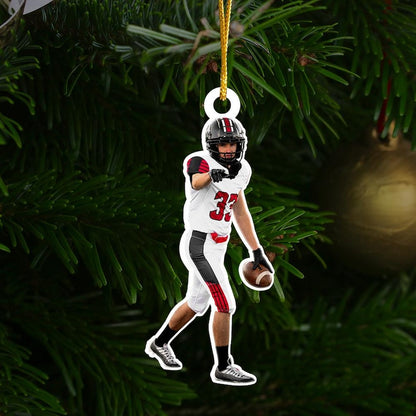 Custom Photo Football Ornament, Football Player Christmas Ornaments, Football Acrylic Ornaments, Football Player Gifts, Christmas Gifts