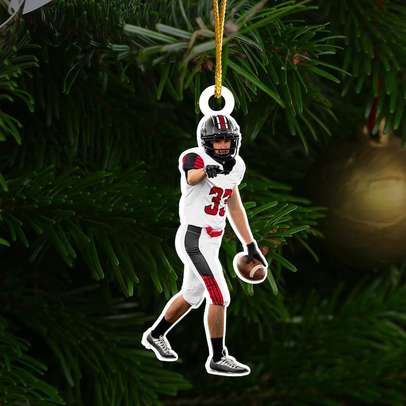 Custom Photo Football Ornament, Football Player Christmas Ornaments, Football Acrylic Ornaments, Football Player Gifts, Christmas Gifts