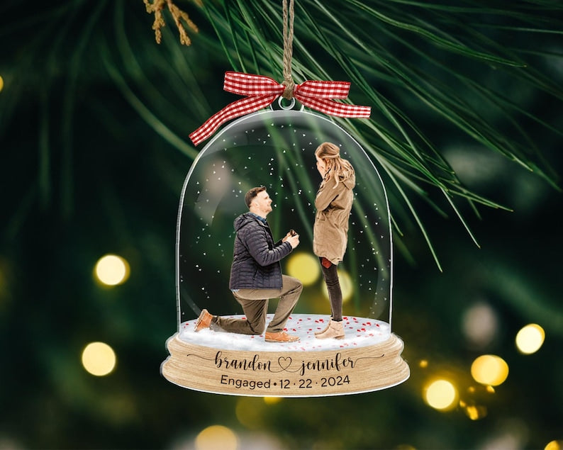 Engagement Ornament 2024, Proposal Photo Ornament, Custom Engaged Ornament, Engagement Gifts Personalized, Engagement Keepsake