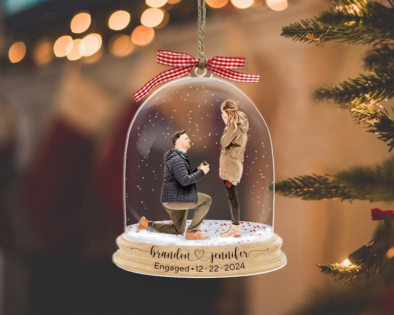 Engagement Ornament 2024, Proposal Photo Ornament, Custom Engaged Ornament, Engagement Gifts Personalized, Engagement Keepsake