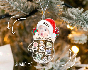 Baby First Christmas Ornament, Personalized Baby Photo Ornament, Baby's 1st Christmas Ornaments 2024, 4d Shake Baby Ornament, New Baby Gift