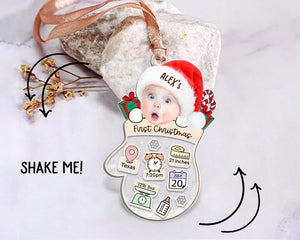 Baby First Christmas Ornament, Personalized Baby Photo Ornament, Baby's 1st Christmas Ornaments 2024, 4d Shake Baby Ornament, New Baby Gift