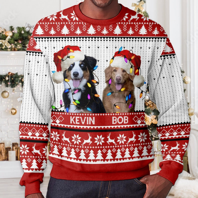 Custom Dog & Cat Photo Ugly Christmas Sweater, Personalized Custom Dog Photo Ugly Sweater, Funny Christmas Gift For Pet Owners, Pet Lovers