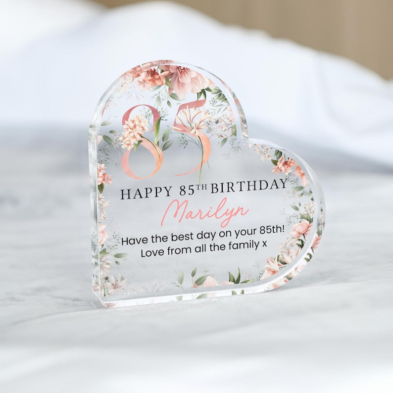 Personalised Happy 85th Birthday Gift Plaque, Birthday Gift For Nan Grandma Mum, 85th Birthday Gifts, Floral 85th Gift, Gifts for Her