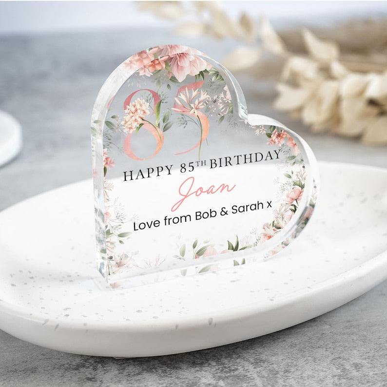 Personalised Happy 85th Birthday Gift Plaque, Birthday Gift For Nan Grandma Mum, 85th Birthday Gifts, Floral 85th Gift, Gifts for Her