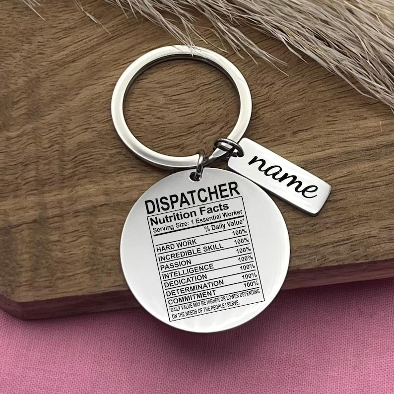 Custom Dispatcher Stainless Steel Keychain - Funny Profession Keyring - Dispatcher Christmas Gift