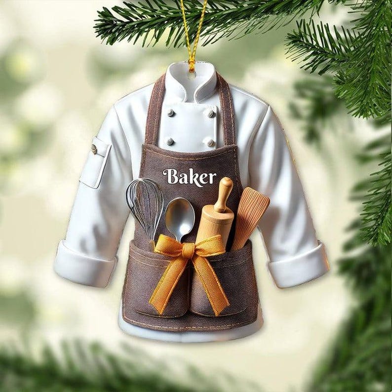 Personalized Baking Christmas Ornament ,Gift for Baking Lovers, Baking Uniform Ornament, Baking Lover Ornament for Her, Baking Ornament