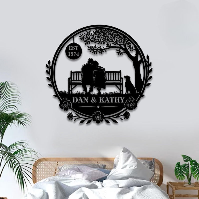 Custom 30th 50th Anniversary Gift For Parents Golden Wedding Anniversary Metal Wall Art Sign Gift For Couple Summer Vibes Wildflower Wedding