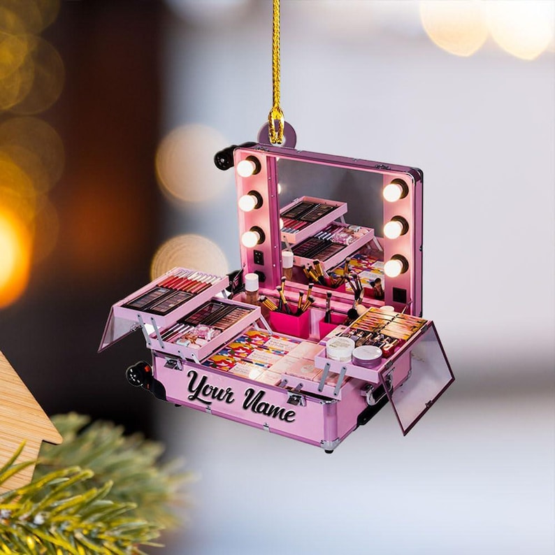 Personalized Set Makeup Ornament, Makeup Artist Christmas Ornament Gift, Make Up Ornament For Girls, Christmas 2025 Makeup Gift For friend