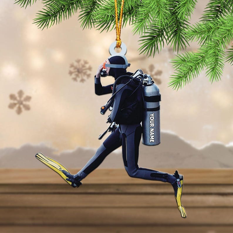 Personalized Diver Ornament, Scuba Diving Hanging Ornament, Gift For Diving Lovers, Personalized Deep Sea Diver Gift, Scuba Diving Gift