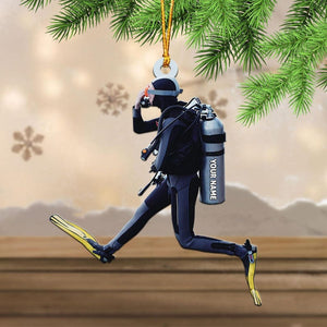 Personalized Diver Ornament, Scuba Diving Hanging Ornament, Gift For Diving Lovers, Personalized Deep Sea Diver Gift, Scuba Diving Gift