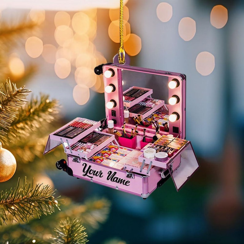 Personalized Set Makeup Ornament, Makeup Artist Christmas Ornament Gift, Make Up Ornament For Girls, Christmas 2025 Makeup Gift For friend