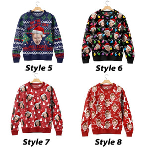 Custom Face Ugly Christmas Sweater, Personalized Photo Crewneck Sweatshirt for Man/Woman, Custom Sweatshirt with Face,Family Christmas Gift