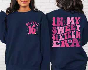 In My Sweet Sixteen Era Crewneck & Hoodie, Sweet 16 Squad Sweatshirt, Sweet 16 Crew, 16th Birthday Gift for Her, 16 Birthday Party Hoodie