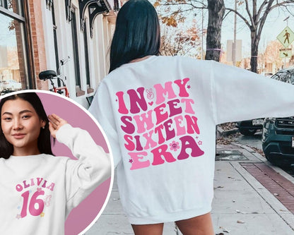 In My Sweet Sixteen Era Crewneck & Hoodie, Sweet 16 Squad Sweatshirt, Sweet 16 Crew, 16th Birthday Gift for Her, 16 Birthday Party Hoodie
