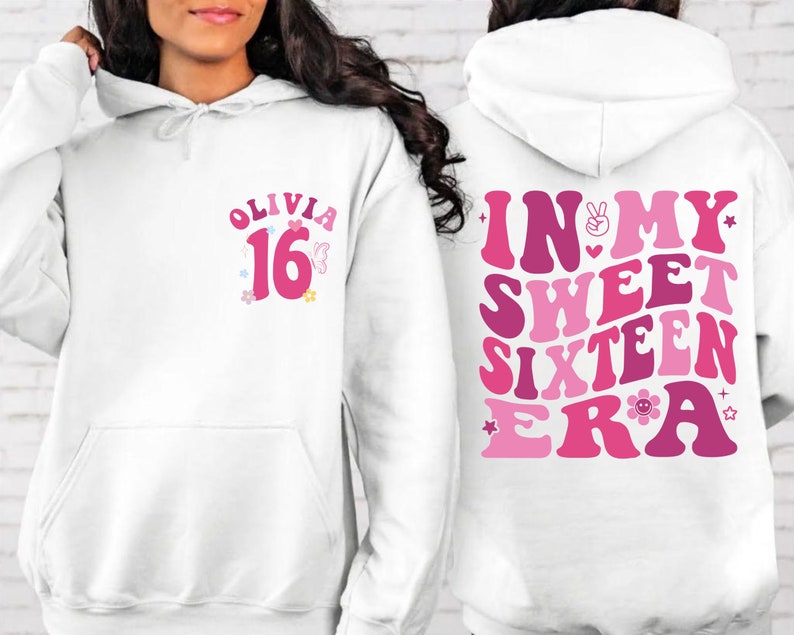 In My Sweet Sixteen Era Crewneck & Hoodie, Sweet 16 Squad Sweatshirt, Sweet 16 Crew, 16th Birthday Gift for Her, 16 Birthday Party Hoodie