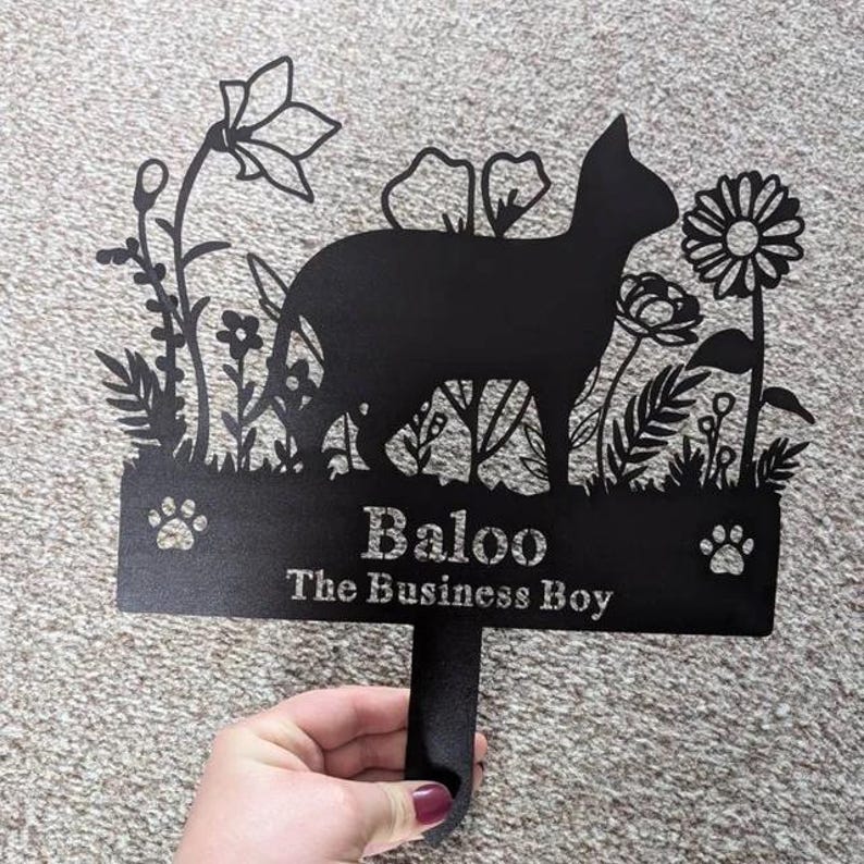 Custom Metal Cat Memorial Stake,Personalized Cat Memorial Plaque with Stake,Cat Garden Decor,Cat Grave Marker,Pet Loss Gifts