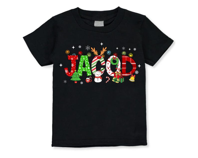 Kids Christmas Toddler Shirt, Youth Christmas Shirt, Custom Baby Name Christmas Toddler Top, Girls Boys Christmas Shirt, Cute Reindeer Shirt