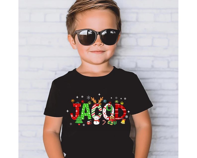 Kids Christmas Toddler Shirt, Youth Christmas Shirt, Custom Baby Name Christmas Toddler Top, Girls Boys Christmas Shirt, Cute Reindeer Shirt