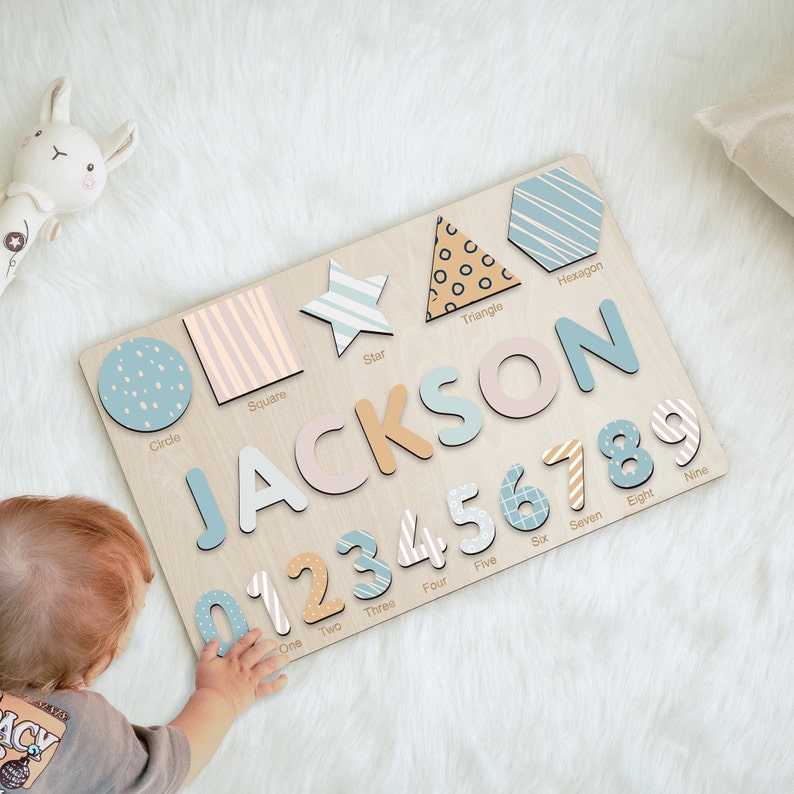 Baby Gift for Girls Personalized Wooden Name Puzzle: Custom Baby Shower Gift for Baby Boys and Girls - Personalized Toy for Toddlers