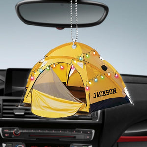 Personalized Camping Tent Shape Ornaments, Camping Flat Ornament, Camping Lover Gift, Happy Camper Ornament, Christmas Tent Flat 2D Ornament