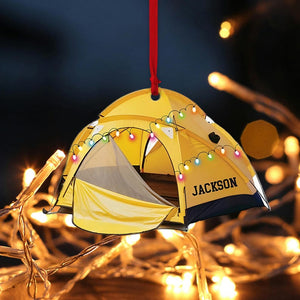 Personalized Camping Tent Shape Ornaments, Camping Flat Ornament, Camping Lover Gift, Happy Camper Ornament, Christmas Tent Flat 2D Ornament