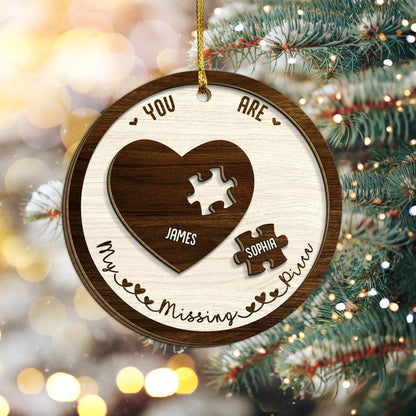 The Year I Found My Missing Piece Couples, Custom 2-Layered Wooden Ornament, Couple Christmas Ornament, Newly Wed 2024 Gift, Christmas Decor
