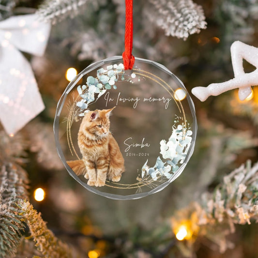 Custom Cat Memorial Ornament Gift, Cat Remembrance Gift, CatLoss Bereavement Gifts, Cat Photo Memory Ornament, Sympathy Gift, Pet Keepsake